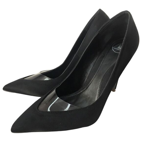 Missguided Black Satin Stiletto Heels Pumps Size 8 - Picture 1 of 10